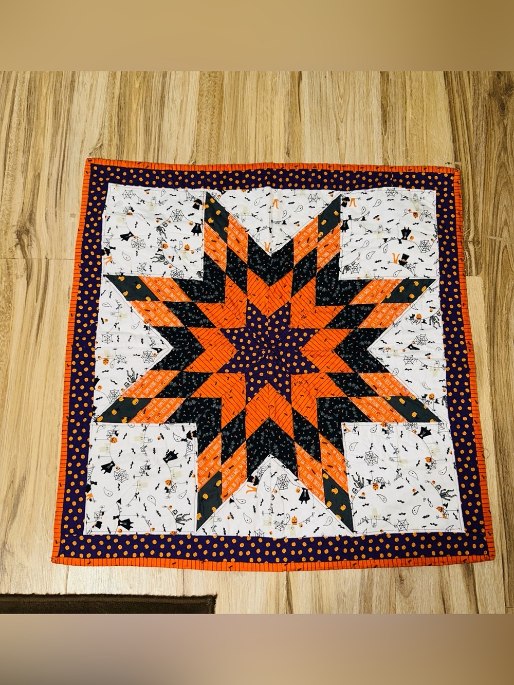 Halloween Cozy Quilted Star Quilt Tapestry Table Topper Decor